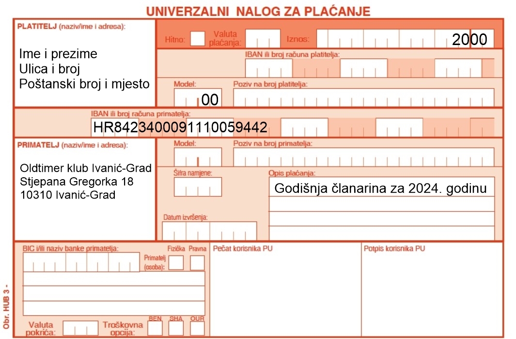Uplatnica za clanarinu